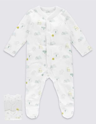 3 Pack Pure Cotton Unisex Assorted Sleepsuits